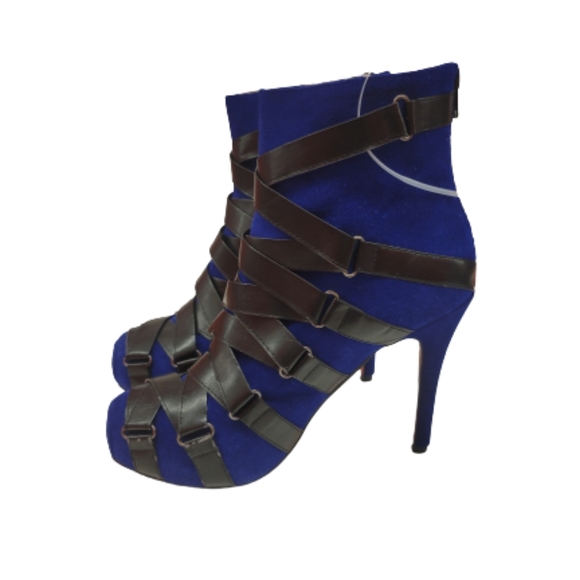 Christian Louboutin Nitoinimoi Bandage Suede Leather Blue Black Ankle Bo… - Picture 4 of 16